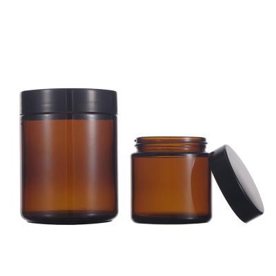 China Wholesale Home Empty Rustic Glass Decoration Amber 4oz 8oz Wide Mouth Candle Jar With Lids Bulk The Jar Candle for sale