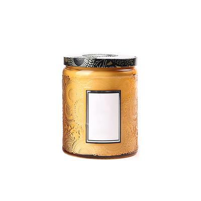 China Home Decoration Candle Jars Suppliers 4oz 6oz 8oz Glass Etched Embossed White Candle Jar For Wedding for sale