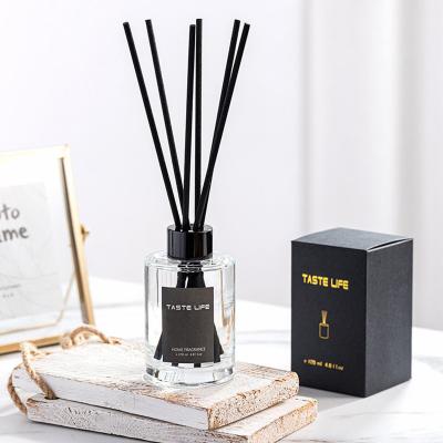 China Nordic Style Aromatherapy Clear Round 50ml Perfume Glass Aromatherapy Bottle With Reed Diffuser Sticks for sale