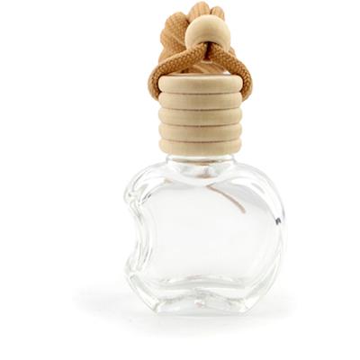 China Gift & Custom Craft Factory 5ml 10ml Round Apple Shape Car Diffuser Perfume Bottle With Wooden Cap for sale