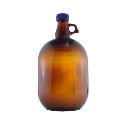 China Gift & Craft Wholesale 32oz 64oz 4l Ember Amber Large California Glass Liquor Bottles With Screw Caps for sale