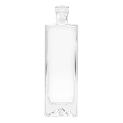 China Gift & High Quality Craft Reusable Thick Bottom 500ml Square Shape Glass Wine Bottles With Cork Cap for sale