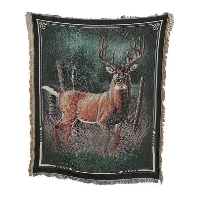 China Art Decor Christmas Moose Woven Anime Jacquard Woven Tapestry 2023 For Other Christmas Decorations for sale