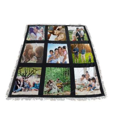 China PORTABLE Printed Flannel Fleece Blanket 9/15/18/20 Panel Blank Sublimation Blanket For Heat Press Printing for sale