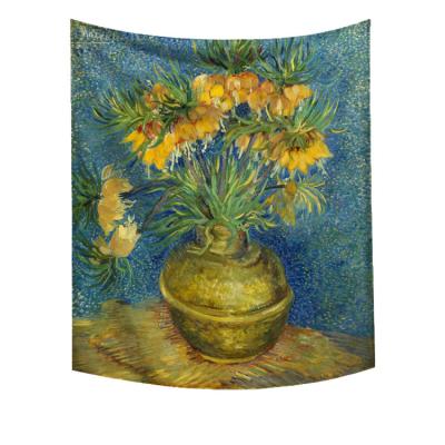 China Minimalist Tapestry Nature Scenery Flower Wall Hanging Landscape Tapestry Decorations For Home for sale