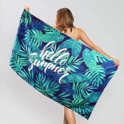 China Compressed high quality custom made hot sale velvet quick-drying high quality double-sided fabric backing printed beach towel for sale