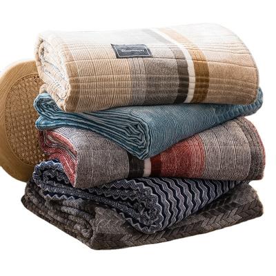 China New Anti Dust Mite Patchwork Contrast Color Flannel Fleece Blanket Wheat Velvet Blanket Thickened Colorful Korean Blankets for sale