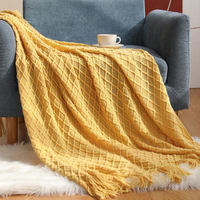 China Washable Hot Selling Texture Patterned Bohemian Knitted Blanket For Sofa Decoration Blanket for sale