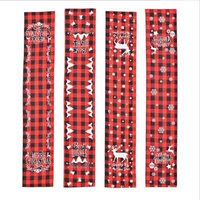 China Southeast Asian Christmas Decorations Polyester Cotton Table Runner Plaid Red and English Christmas Decoration Black Supplies for sale