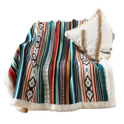 China Custom Soft Anti Dust Mite Sherpa Fleece Blanket Printing Boho Native Blankets For Bed for sale