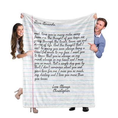 China Anti-pilling Flannel Blanket Love Letter Printed Blanket Personalized Super Soft Warm Blanket For Birthday Gift for sale