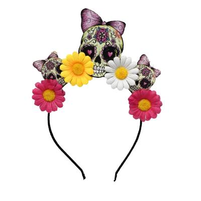 China 2022 Party Decorations Halloween Party Skull Ghost Headband With Flowers Fashion Hair Accessories for sale