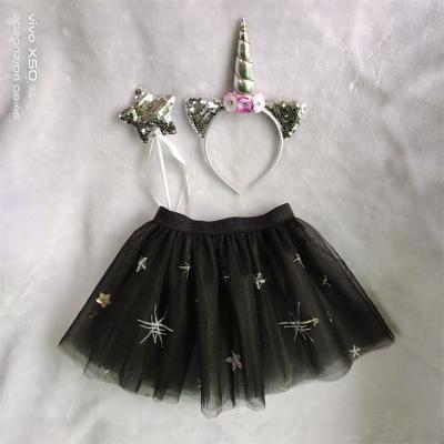 China Fashional Hot Sale New 3 PC Black Tutu Set Princess Party Halloween Tutu Skirt Wholesale for sale