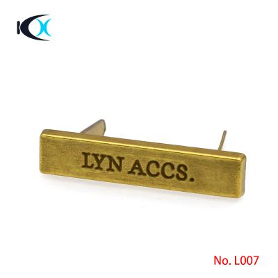 China Eco-friendly Metal Logo Label Metal Name Plate Of Bag Hardware Parts for sale