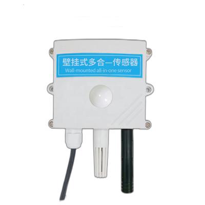 China Customized 4 in 1 RS485 4-20mA 0-5V 1-5V 0-10V Wall Mounted Indoor Illumination CO2 Temperature Humidity Sensor for Greenhouse BGT-AWS for sale