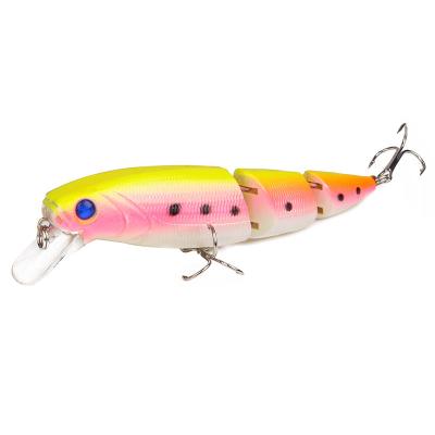 China Outdoor Activities Fishing Wholesale Three Sections 11.5cm 15g Plastic Minnow Fishing Lure Casts Hard Baits for sale