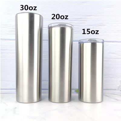 China 12oz&15oz&20oz&30oz Skinnny Tumbler Cup Double Wall Tumbler In Bulk With Straight Vacuum Lid for sale