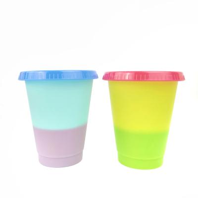 China 480ml disposable plastic tumblers color changing plastic cup lids and straws wholesale plastic tumbler for sale