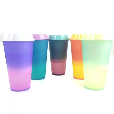 China Sustainable Plastic Coffee Tumbler Color Changing Cups 480ml Coffee Tumbler for sale