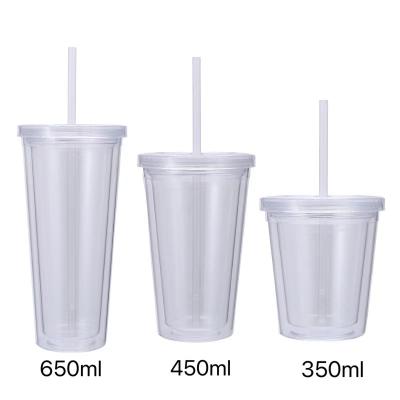 China American style acrylic tumbler 350ml/450ml/650ml acrylic tumbler with straw with straw and lid for sale