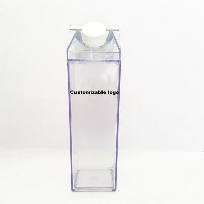 China Custom Viable Single Shape Box LOGO 500ml Milk Carton Reusable Plastic Clear Water Bottle for sale