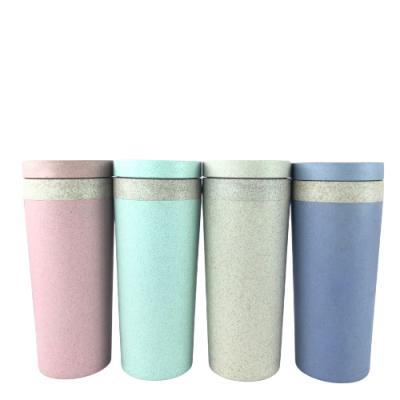 China PORTABLE Eco Water Bottle Custom Logo300ml Wheat Logo300ml Double-Wall Straw Water Bottle Cup Wheat Straw Biodegradable Wheat Straw for sale