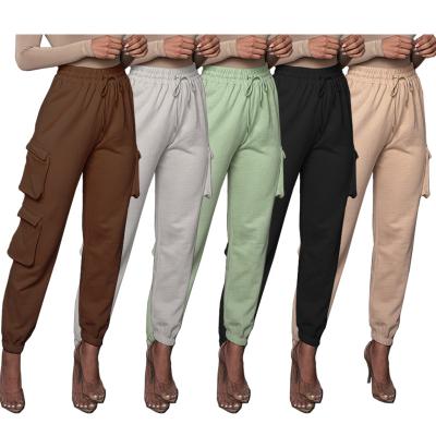 China Hot Selling Breathable Joggers Pants 2021 Women Casual Solid Color Sweatpants Streetwear Cargo Pants Long With Bundles for sale