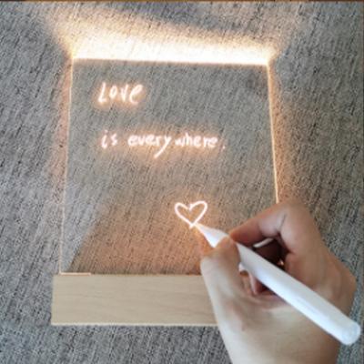 China Modern Creative Luminous Acrylic Note Panel DIY Acrylic Note LED Message Table Acrylic Night Light for sale