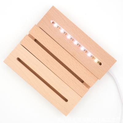 China Modern 10% Off Dimmable LED Color Screen Light Wood Base For Acrylic Crystal Night Light for sale