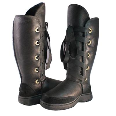 China Breathable High Quality Red Leather Over The Knee Women Fashion Military Boots for sale