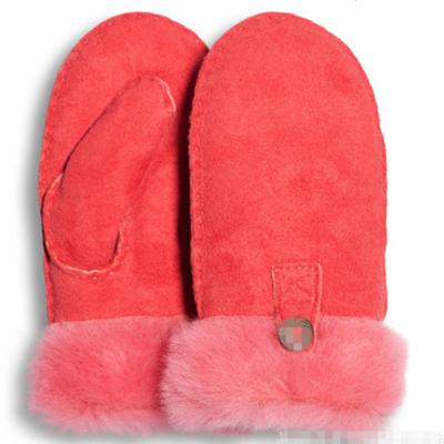 China Real Sheepskin Sheepskin Lamb Fur Winter Children Winter Kids Fur Mittens Super Warm Cute Baby Gloves Fluffy Warm Soft Mitten for sale