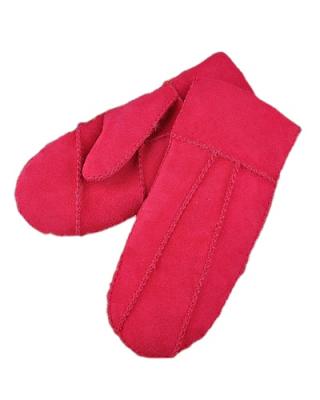 China Plain 100% Sheep Wool Fur Lined Lamb Mittens Leather Gloves for sale