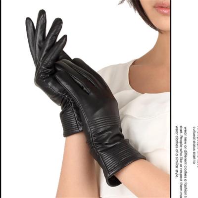 China Simple Fashion Sheep Leather Women Leather Touch Screen Glove for sale