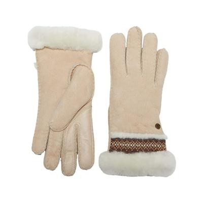 China Wholesale Price Sales Glove Fashion 100% Sheepskin Simple Warm Genuine Women's Real Fur Glove for sale