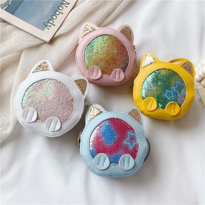 China Kids Cross - Body Bag Girls Cross - Cute Body Bag Cat Purses For Girls Leather Sequins Bag For Kids Toddler Girl Purse Wholesale for sale