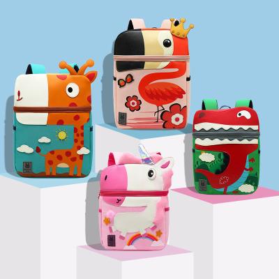 China 3D Cartoon Waterproof Kids Bookbag Bagpack Tiger Square Dinosaur School Bags Toddler Animal Backpack for sale