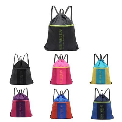 China Outdoor Sports Waterproof Gym Polyester Suction String Travel Stain Drawstring Backpack Lightweight Waterproof Bags For Women for sale