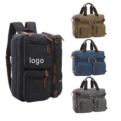 China Large Capacity 17 Inch Men Canvas Convertible Cross - Body Tote Bag Handbag Business Briefcase Messenger Bag Laptop Backpack for sale