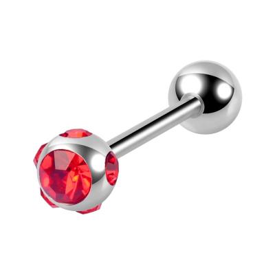 China FASHIONABLE Wholesale Tongue Jewelry Stainless Steel Tongue Piercing Barbell with Crystal Ball for sale