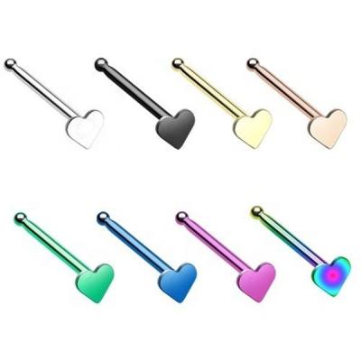 China TRENDY Wholesale Fashion Body Jewelry Stainless Steel Nose Stud Bone With Heart Top for sale