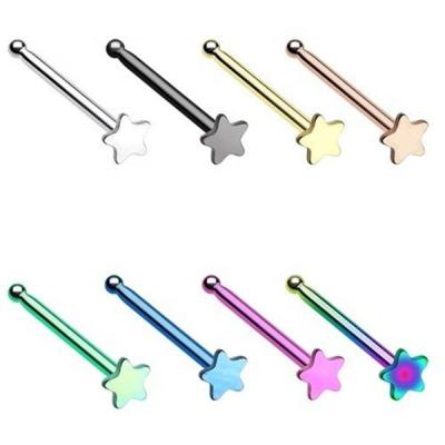 China FASHIONABLE Hot Selling Simple Style Nose Jewelry Nose Bone Piercing Stud With Star Head for sale