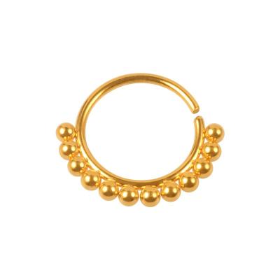 China Trendy Perforation Jewelry Gold Nose Ring Septum Circle Bendable Ring With Balls for sale