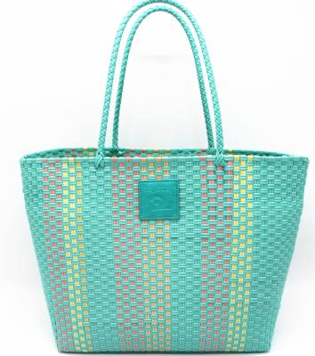 China Fashion New Style Pe Woven Basket Medium Women Handbag Shopping Bag for sale