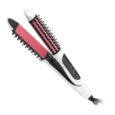 China Professional 2 in 1 Hair Straightener Brush Ceramic Hair Flat Iron with Comb for sale