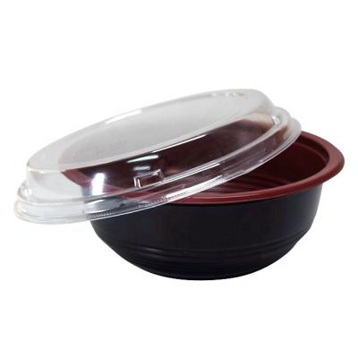 China 700ml Remen Disposable Red Black Noodle Soup Container Disposable Packaging Bowl for sale