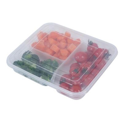 China Wholesale High Quality Disposable Rectangular Plastic Bowl Leak Proof 3 Compartments for sale