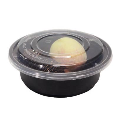 China Microwave and Freezer Food Serving Bowls 900ml Microwave Safe Round Food Safe Plastic Salad Dispsoable Bowl with Lid for sale