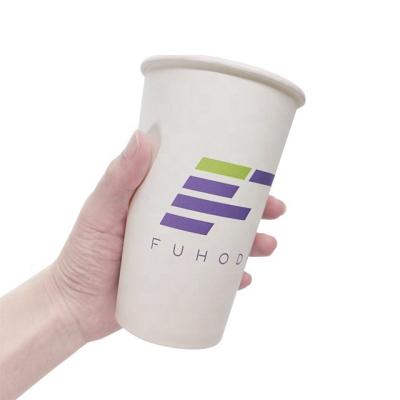 China 16oz 500ml Biodegradable Paper Drinks Cup Disposable Coffee Cup Packaging With Logo Customized for sale