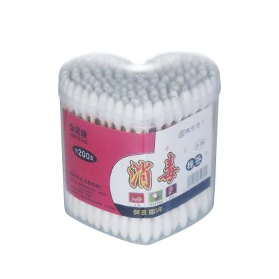 China 100% eco-friendly plastic cotton swabs love box packing disposable bamboo stick cotton swab cotton facial cosmetic bud with low price for sale