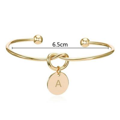 China Daily Life Environmental Friendly Alloy Factory Supply Casual Gift Party Wedding Knot 26 Initial Letter Bracelets for sale